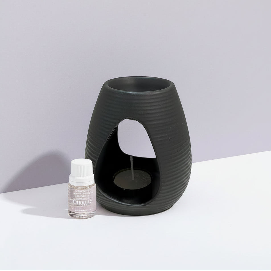 SET HORNITO DE CERÁMICA GRIS + ACEITE SANDÍA & PEPINO